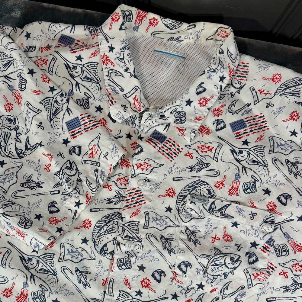 Columbia Performance Fishing Gear PFG Short Sleeve Button Up Shirt Mens XL